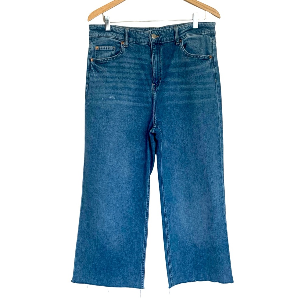 H&M High Rise Wide Leg Crop Jeans Size 14